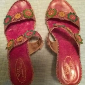 Cute red flower leather sandals